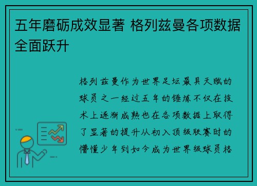 五年磨砺成效显著 格列兹曼各项数据全面跃升